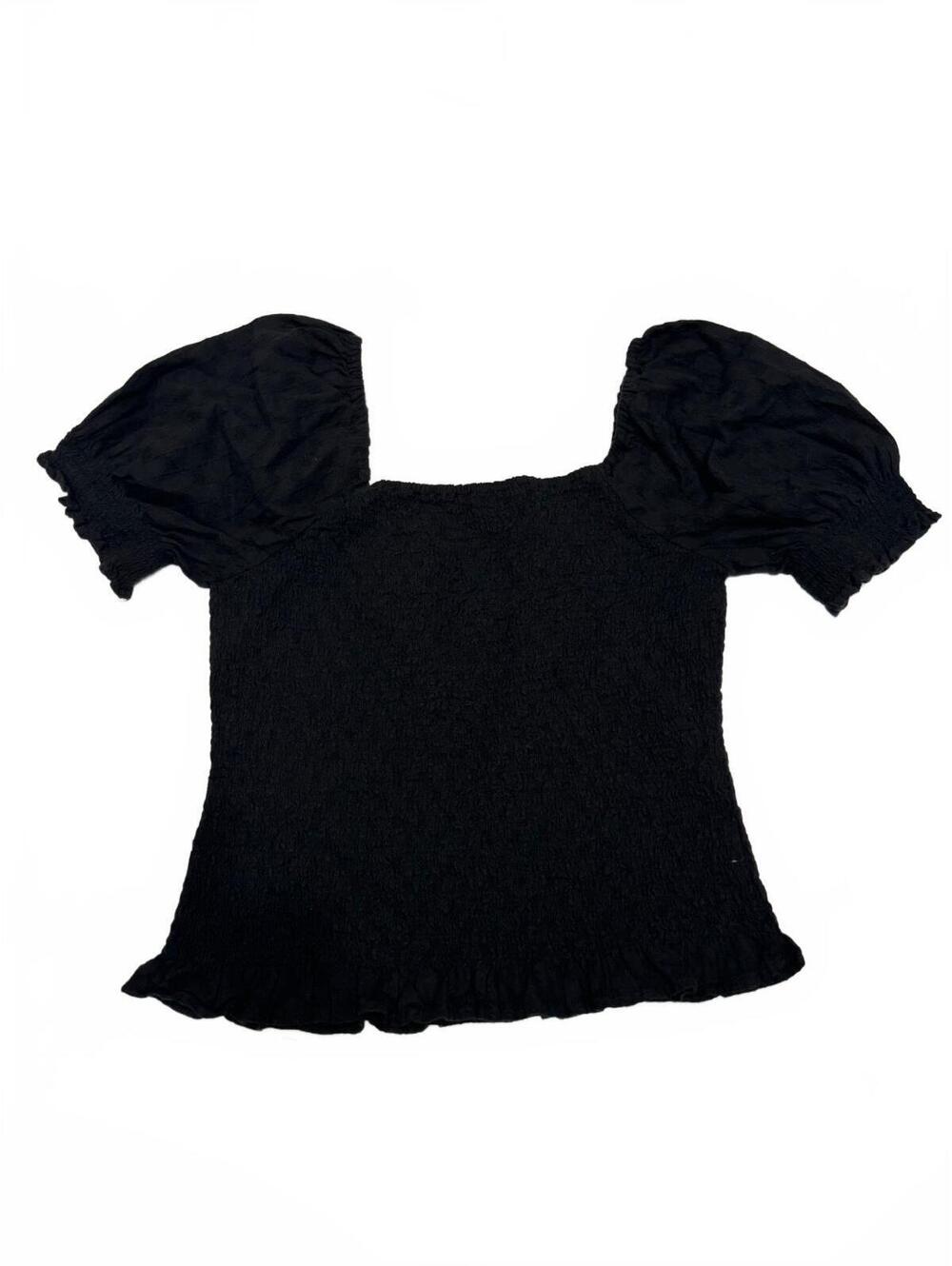 Madewell Lucie Puff-Sleeve Smocked Bodice Top Black Small - Picture 5 of 9